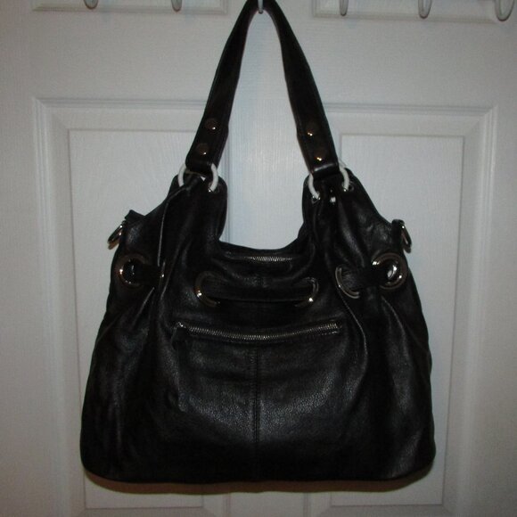 Leather Black Grommeted Handbag - NEW - Picture 7 of 12
